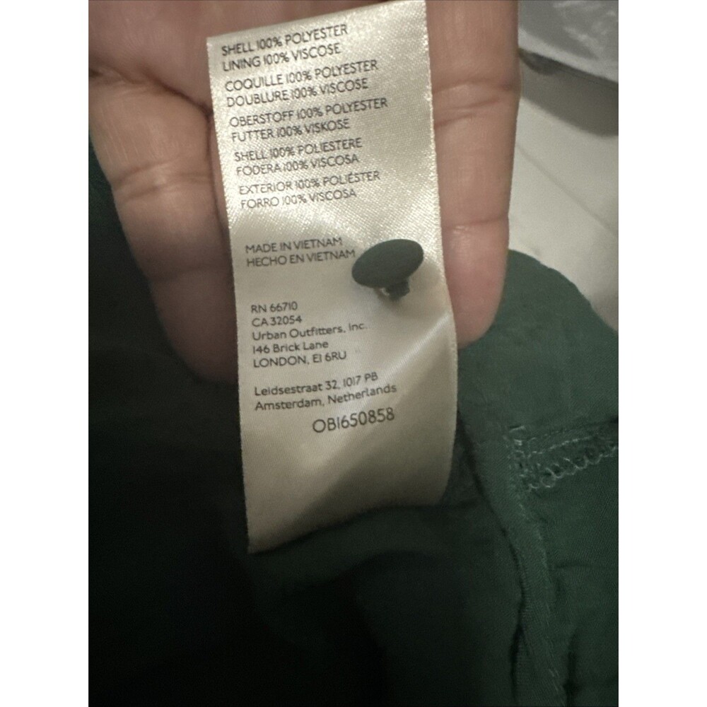 Anthropologie   Maxi Dress Green swiss dots lined open back  SZ L - Picture 15 of 16
